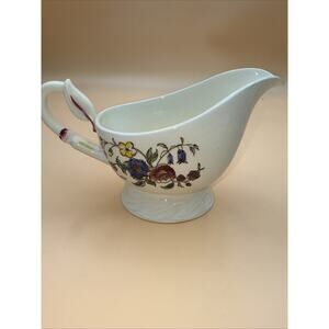 Floral VTG Gravy Boat VERNON KILNS MAY FLOWER Hand-painted Footed Handle USA 50s